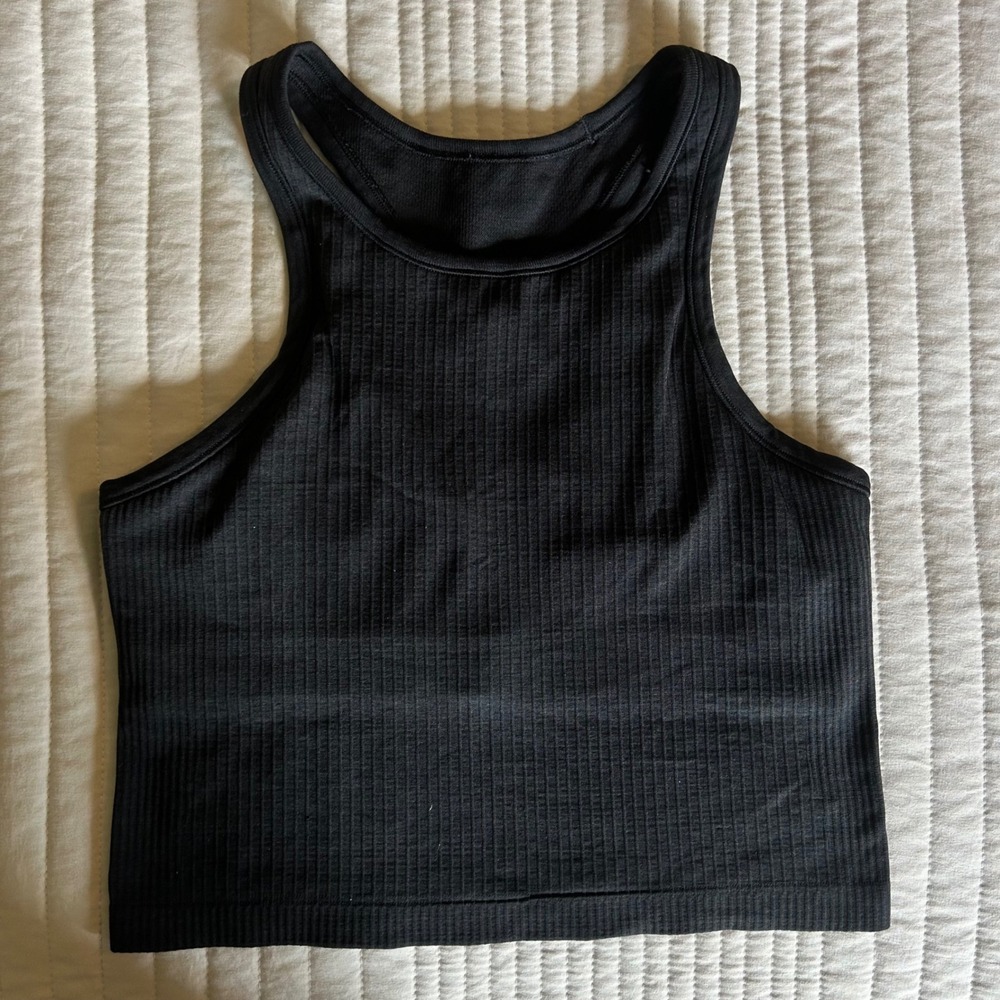 Lululemon Ebb to Street Charcoal Ribbed Crop Tank 8 M